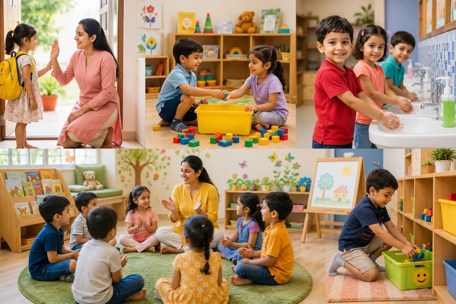 Children practicing joyful discipline and preschool routines at Kaizen Preschool