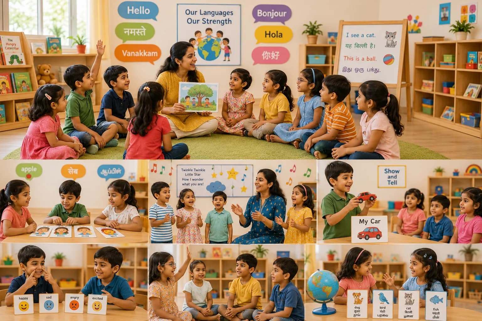 Children building multilingual preschool language development and speaking confidence at Kaizen Preschool